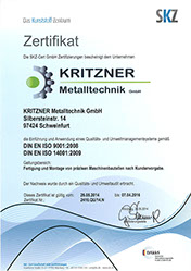 Zertifikat Kritzner Deutsch